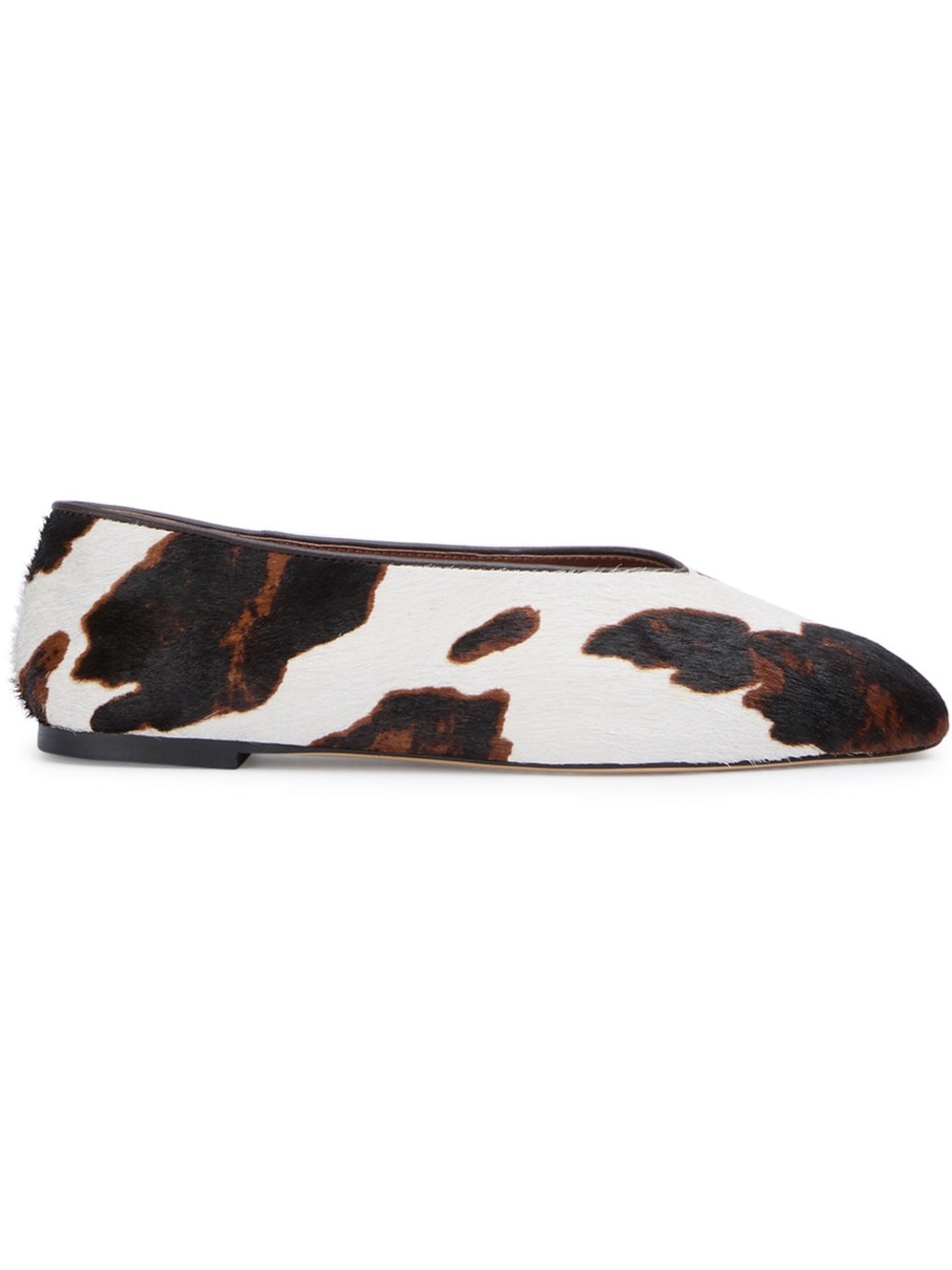 Tony Bianco White and Brown Cowhide Print Flats